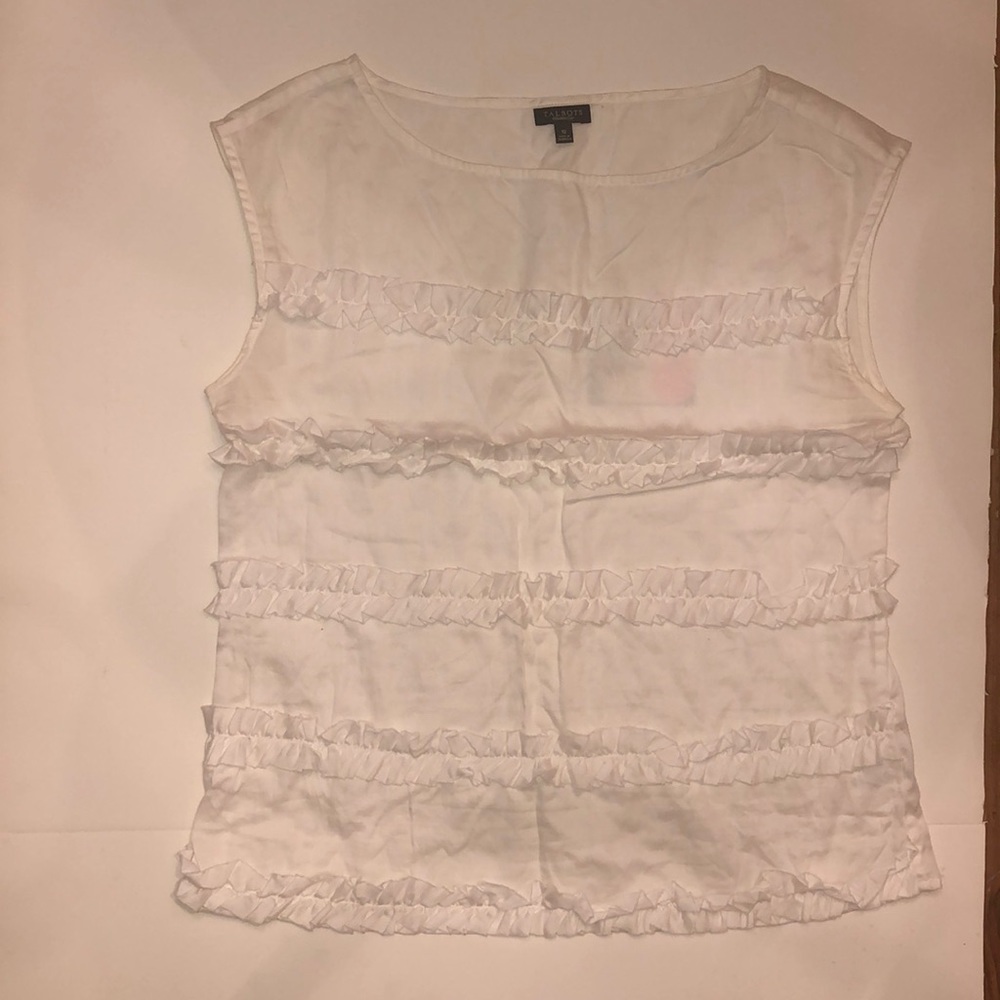 Talbot’s white ruffle blouse tank